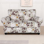 Searchi Stretch Sofa Cover Printed Couch Cover, Floral Pattern 3 Pieces Loveseat Slipcover With 2 Separate Cushion Cover, Washable Furniture Protector For Living Room(Loveseat, Brown Flowers)
