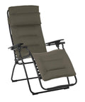 HomeRoots Frame: Powder Coated Finish (100% Polyester Powder Zero Gravity Recliner - Black Frame - Taupe Fabric