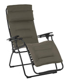 HomeRoots Frame: Powder Coated Finish (100% Polyester Powder Zero Gravity Recliner - Black Frame - Taupe Fabric