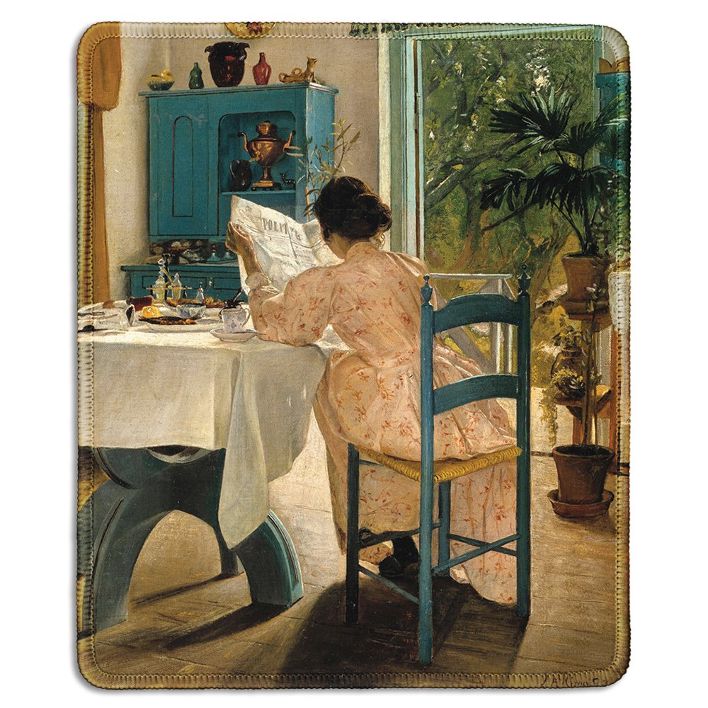 Dealzepic - Art Mousepad - Natural Rubber Mouse Pad With Famous Fine Art Painting Of At Breakfast By Laurits Andersen Ring - Sti