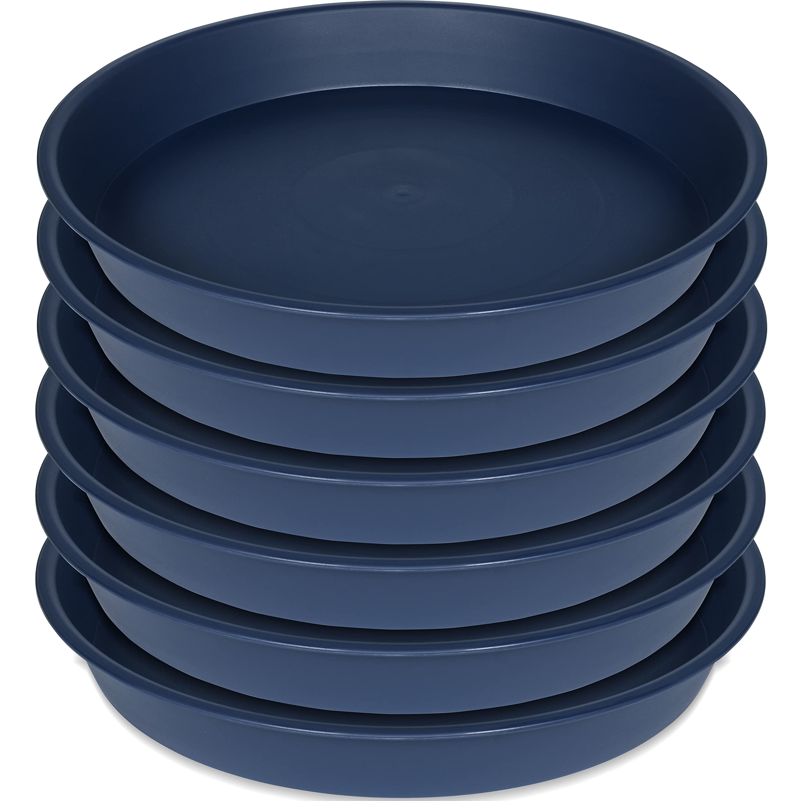 Bleuhome 6 Pack Of 10 Inch Plant Saucer Blue, Heavy Duty Plastic Plant Saucer 10 Inch Round, Flower Plant Saucers For Indoors, P