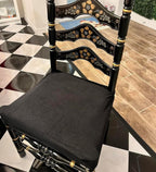 Searchi Stretch Dining Chair Seat Covers Set Of 4, Soft Removable Washable Seat Covers For Dining Chairs, Dining Room Seat Cover Protector (Rear-Covered, Black Jacquard 1)