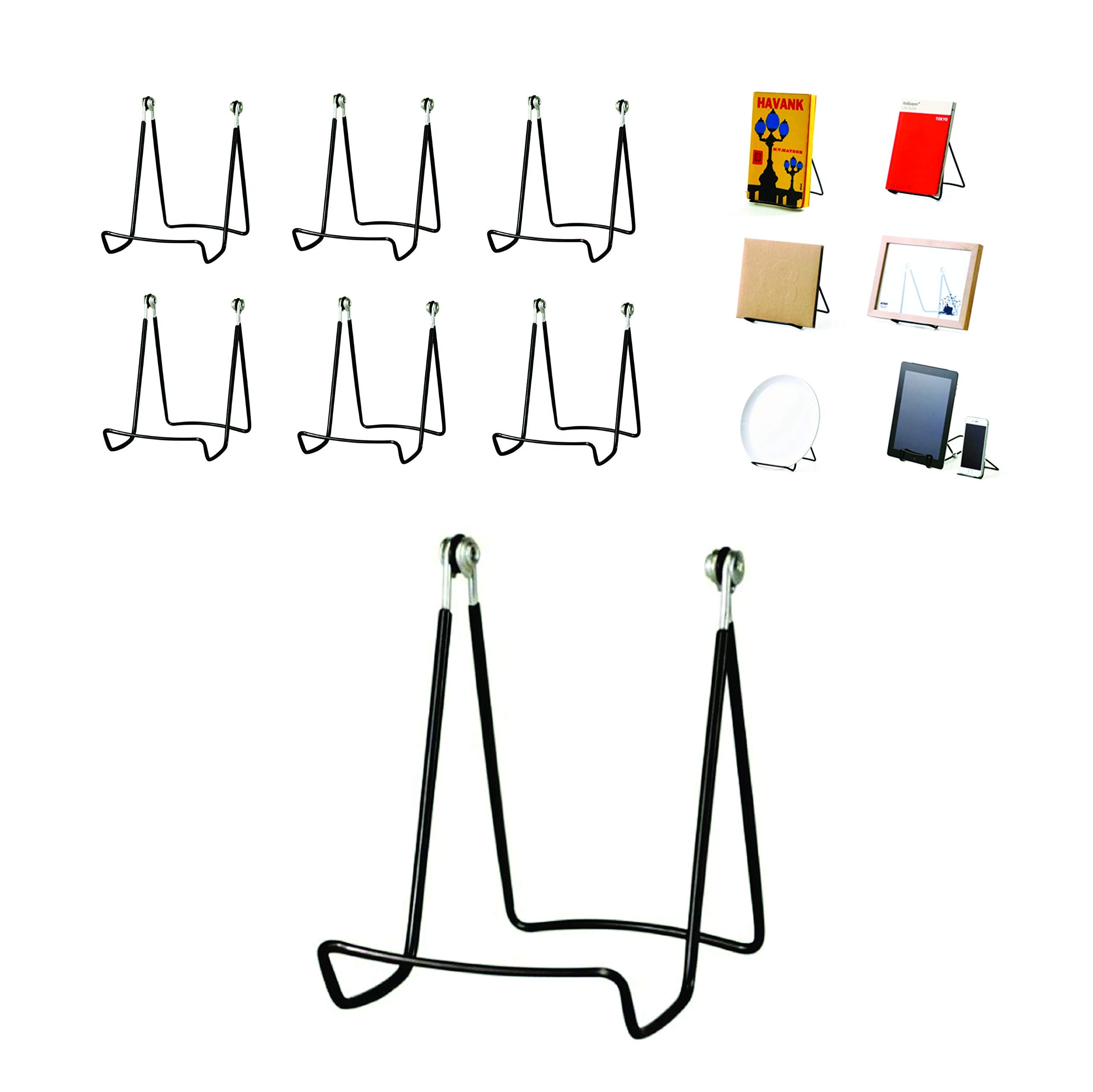 Kingdom Solutions Made In Usa 6-Pack Sturdy & Durable Adjustable Metal Easels To Display Books, Frames, Comics, Plates & More -
