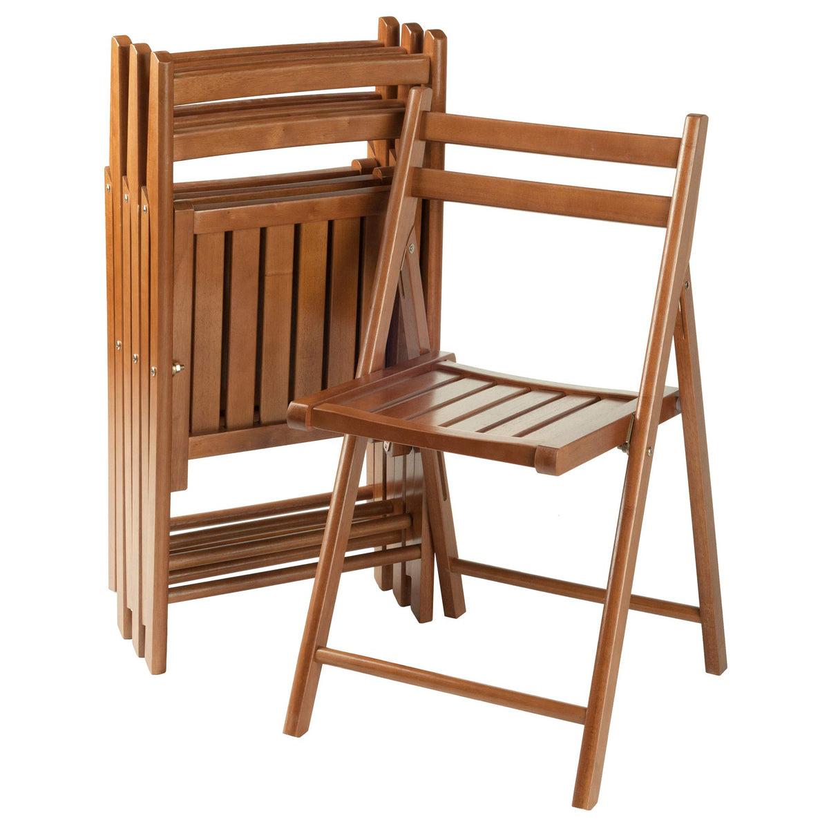 Ergode Elegant Robin 4-Pc Folding Chair Set | Walnut Finish | Solid Wood | Compact & Comfortable (Brown)