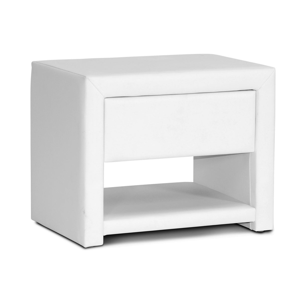 Baxton Studio Massey Upholstered Modern Nightstand, White