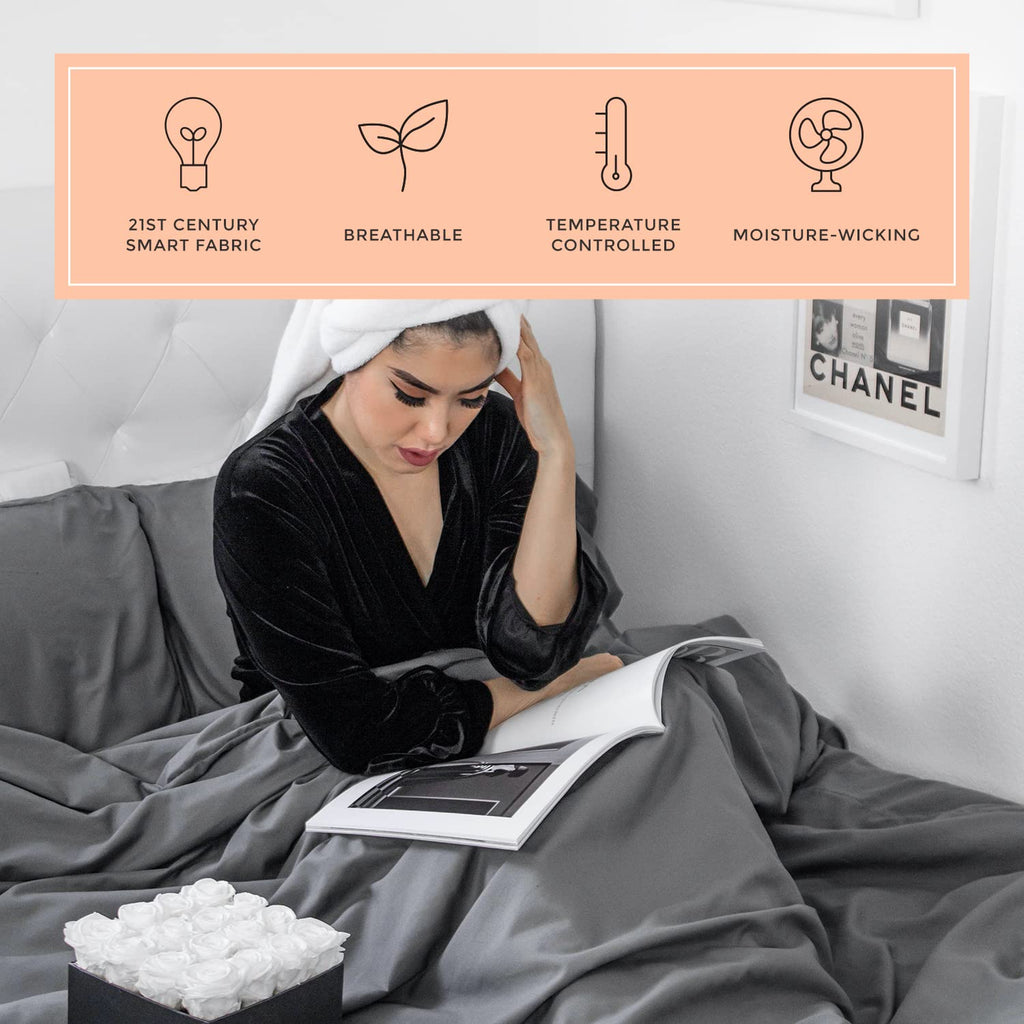 Peachskinsheets Graphite Gray Sheet Set - 1500Tc Level Of Softness - Extra Soft Cooling Sheets For Hot Sleepers And Night Sweats
