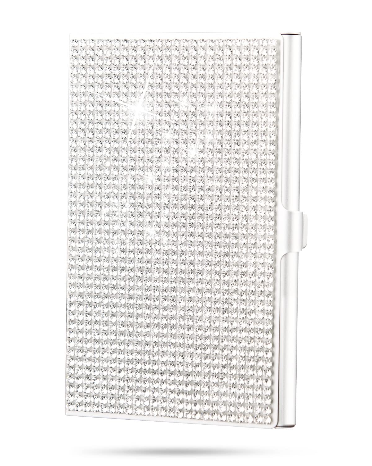 Qinsuee Bling Bling Small Business Card Holder For Women, Alloy Business Card Case, Pocket Card Holders, Slim Name Card Holder W