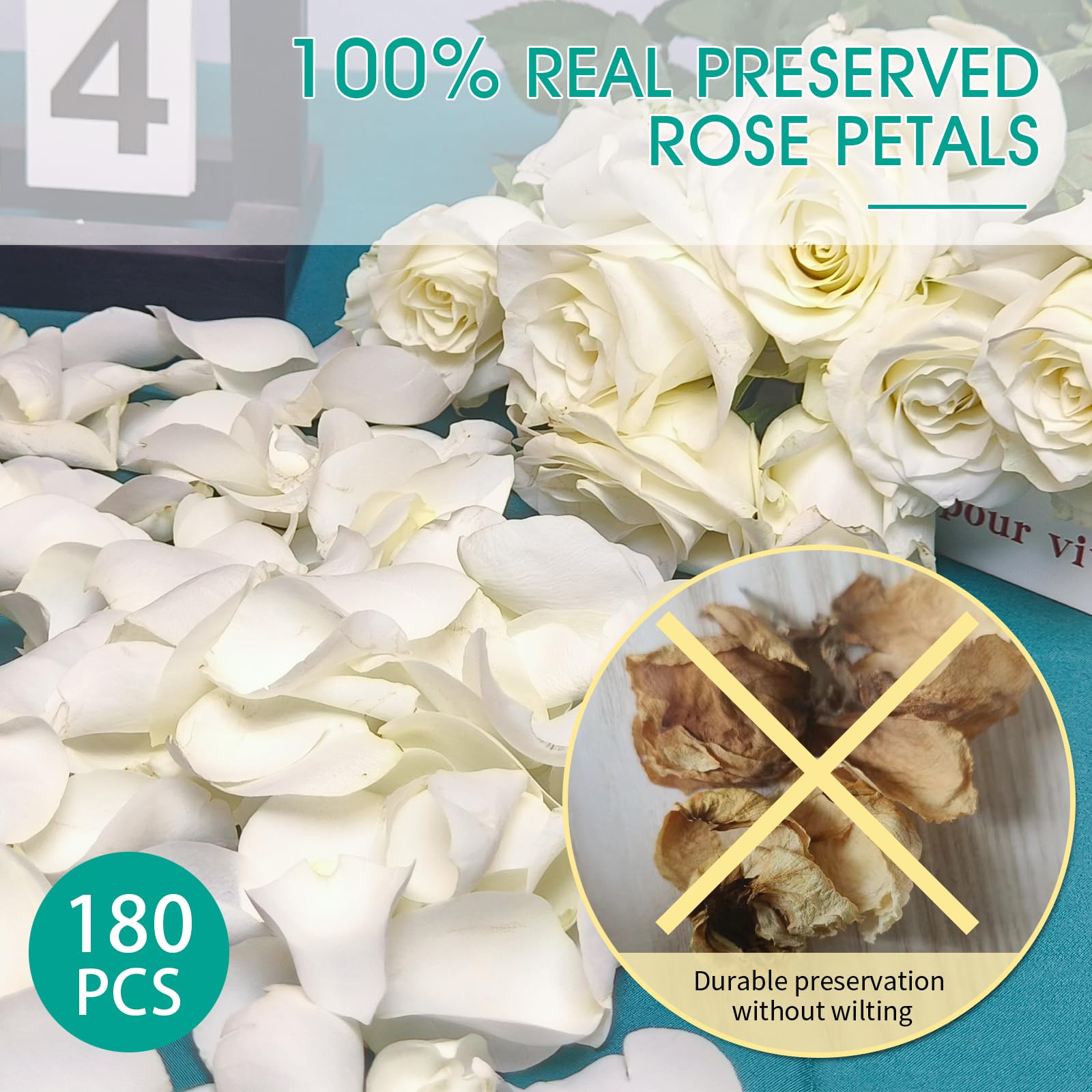 Dried Real White Rose Petals, Freeze Preserved Flower Petals 1.75Oz For Valentine'S Day Gifts Wedding Party Decor, Flower Girl,