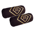 Rj Products  Flower Cotton Embroidery Bolsters Covers Set Of 2 Piece (Coffee)