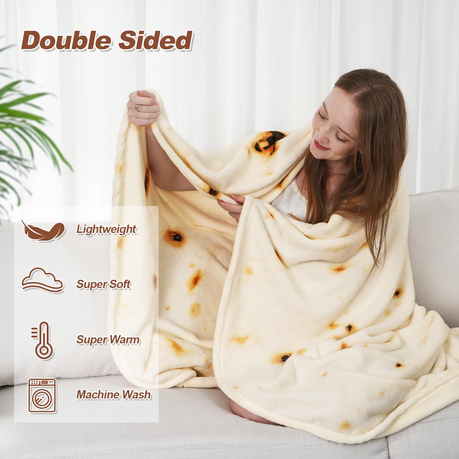 Rainbean Burritos Double Sided Blankets, Tortilla Blanket For Kids, Cool Stuff Gifts For Kids, White Elephant Gifts