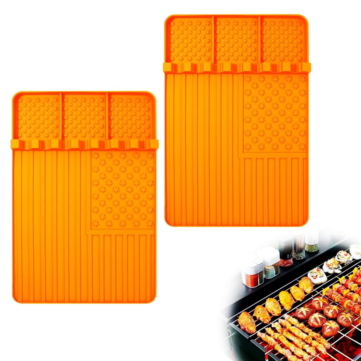 Silicone Griddle Tools Mat For Blackstone,Grill Bbq Caddy Utensils Holder For Kitchen,Cooking & Countertop,Large Spatula Mat Wit
