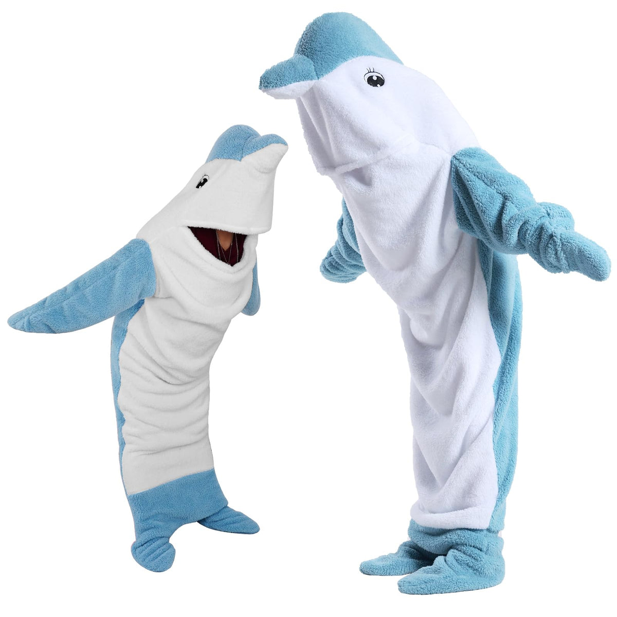 Padtic Dolphin Wearable Blanket,Soft Cozy Blanket Hoodie Onesie,Dolphin Sleeping Bag For Kids,Wearable Blanket For Adults,Cartoo