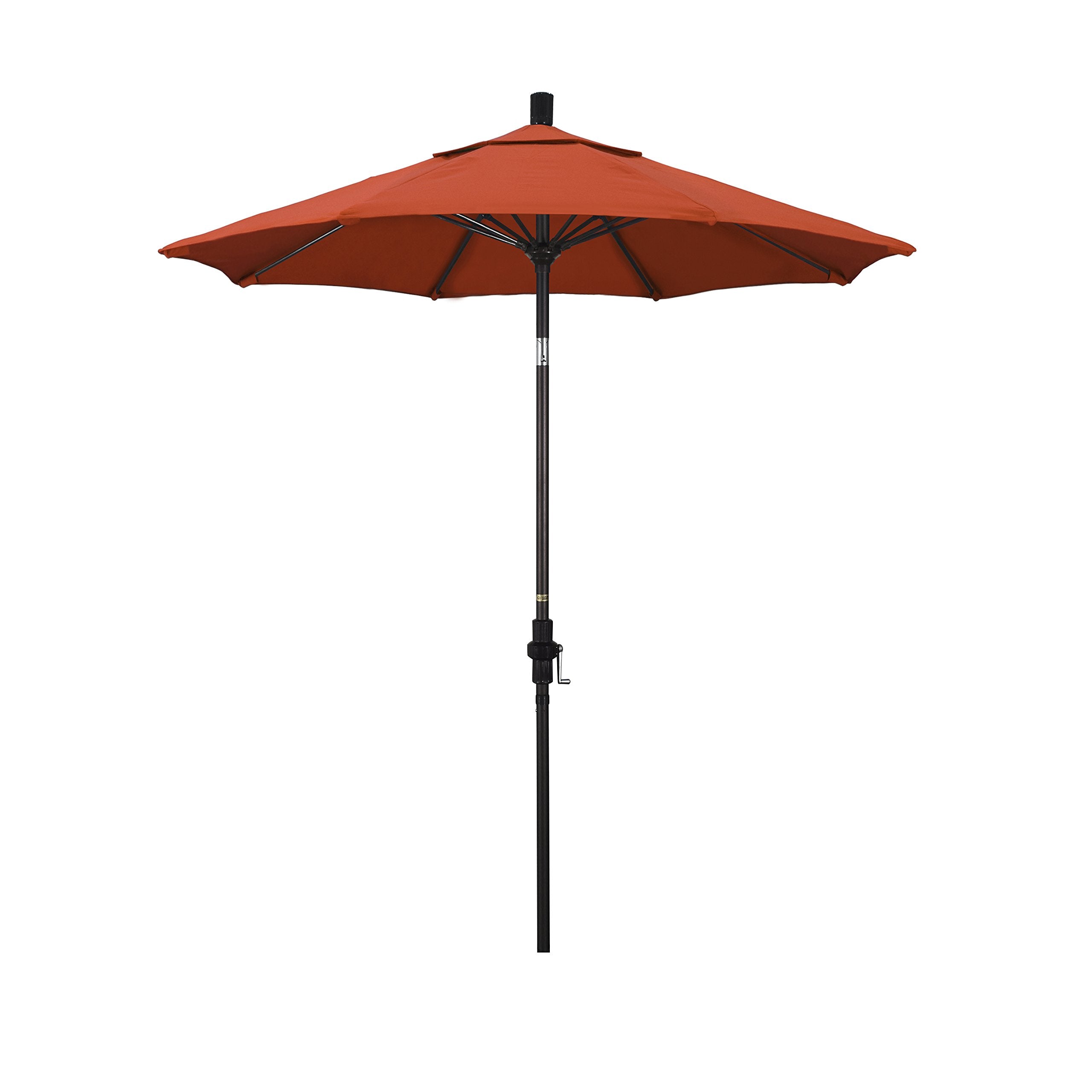 California Umbrella 7.5 Round Aluminum Pole Fiberglass Rib Market Umbrella, Crank Lift, Collar Tilt, Sunset