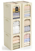 GoMaihe Blanket Storage Bins with Metal Frame for Closet, 55L 6Pack Beige