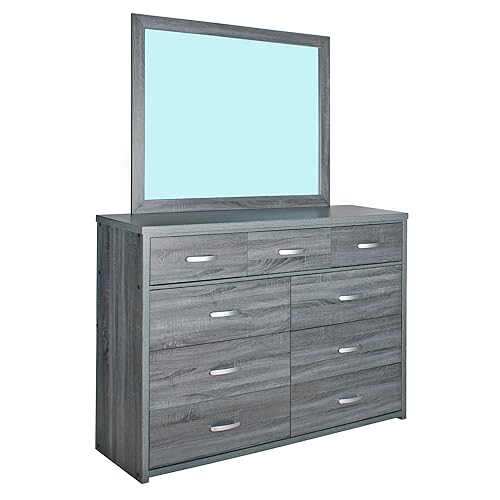 Better Home Products Majestic Super Jumbo 9-Drawer Double Dresser in Gray