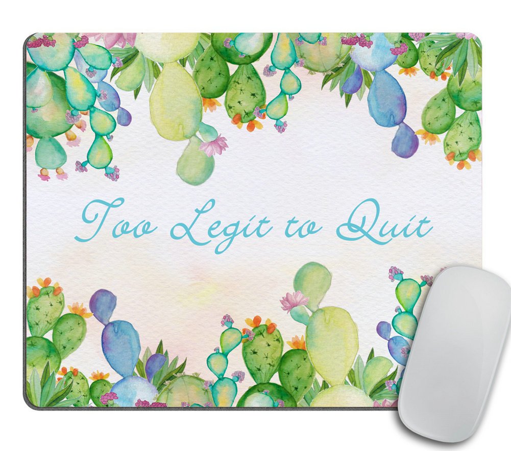Rectangular Mousepad Mouse Pad Funny Cactus Mousepad Too Legit To Quit Coworker Present Office Supplies Office Desk Accessories