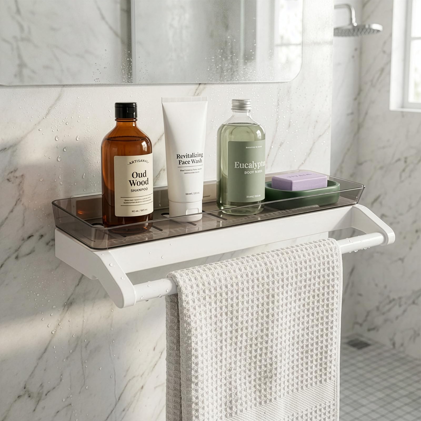 Sri Essentials Pack Of 2 Bathroom Accessories Bathroom Organiser Bathroom Shelves | Self Adhesive Without Drill Wall Mount Stora
