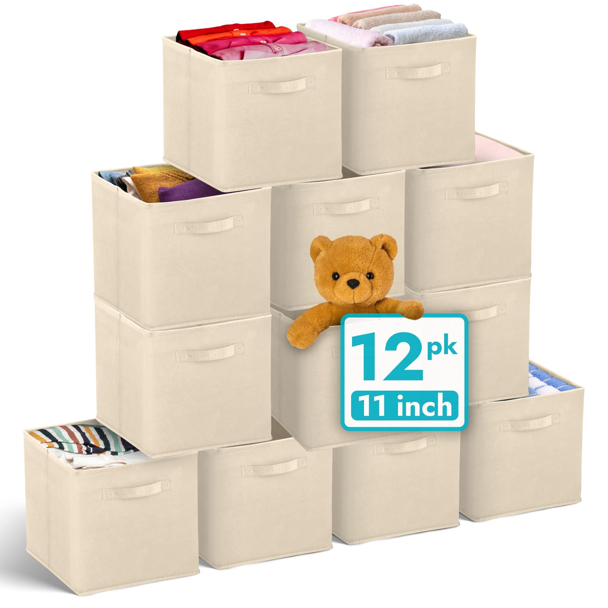 Reli. 11 Inch Cube Storage Bins (12 Pack) | Cube Organizer Bins