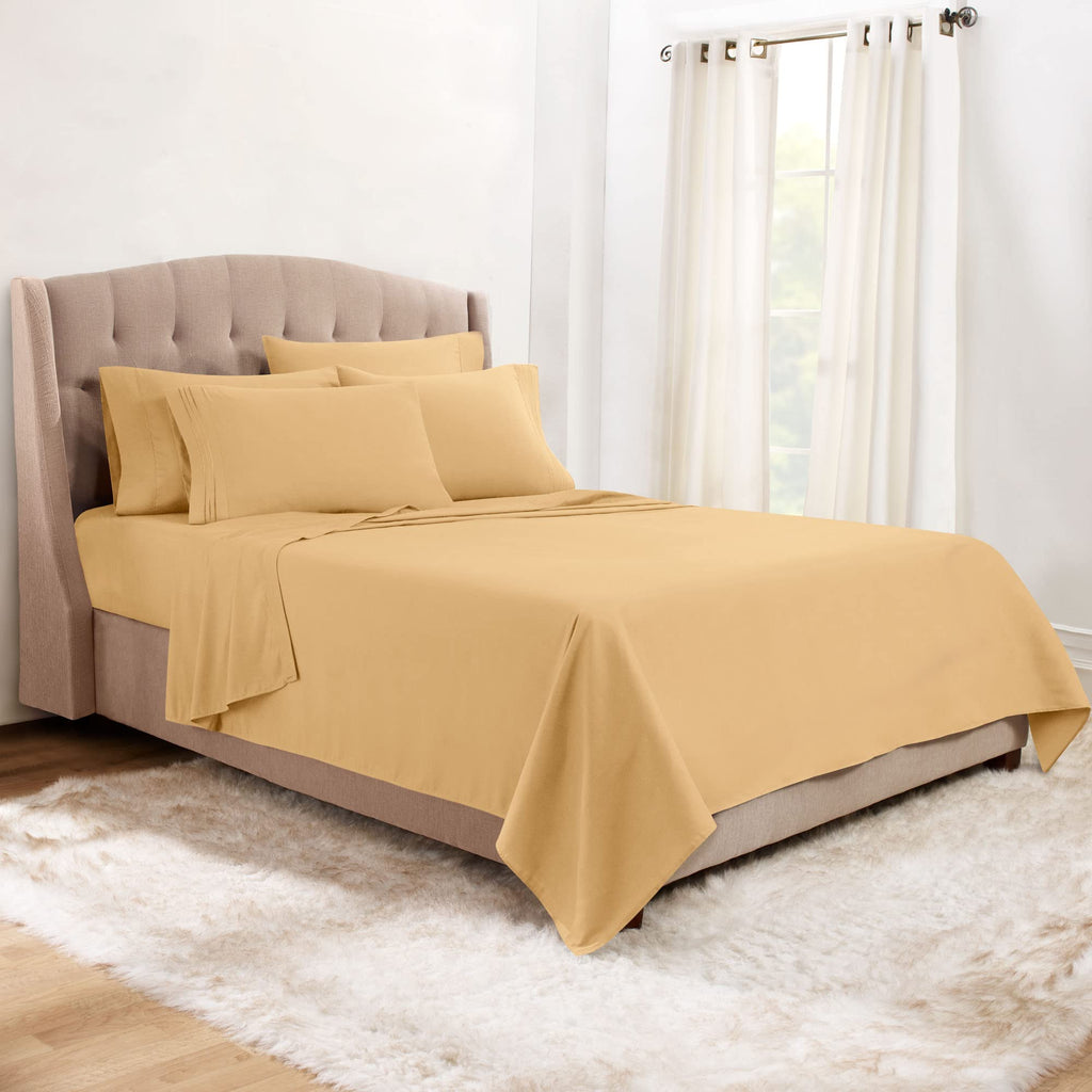 Clara Clark Twin Xl Sheets, 5 Piece Set - Hotel Luxury Sheets For Twin Xl Size Bed, Super Soft Bedding Sheets & Pillowcases, Twin Xl Size Sheets, Camel Gold