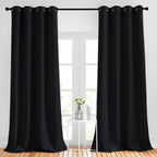 Nicetown Black Out 108 Inch Curtains For Bedroom - Thermal Insulated Solid Grommet Blackout Window Treatments Sound Reducing For