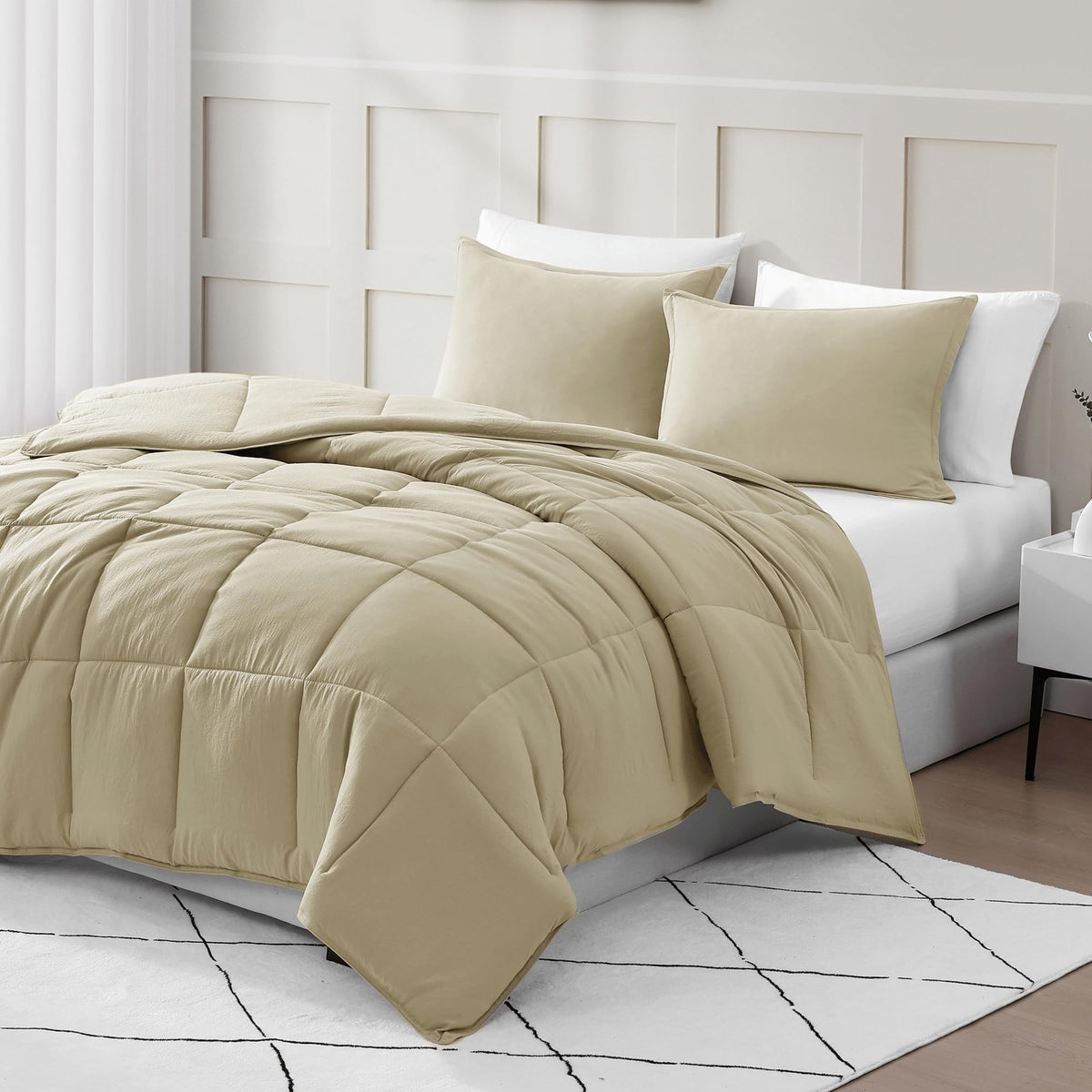 Casa Platino Pre-Washed Comforter Set Queen Size- 3 Piece Queen Comforter Set - Hydro-Brushed 100% Microfiber Queen Bedding Comf