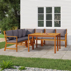vidaXL Garden Dining Set with Cushions - 7 Piece Outdoor Patio Furniture, Solid Acacia Wood, Modular Design, Dark Gray Cushion Cover