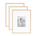 Kate and Laurel Adlynn Rectangle Picture Frame Set of 3, 16 x 20 matted to 8 x 10, Natural, Transitional Three-Piece Frame Set f
