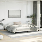 vidaXL Faux Leather Bed Frame Platform Bed, Scandinavian Style/Slats Support/No Box Spring Needed/Without Mattress/Easy Assembly, White California King Bed