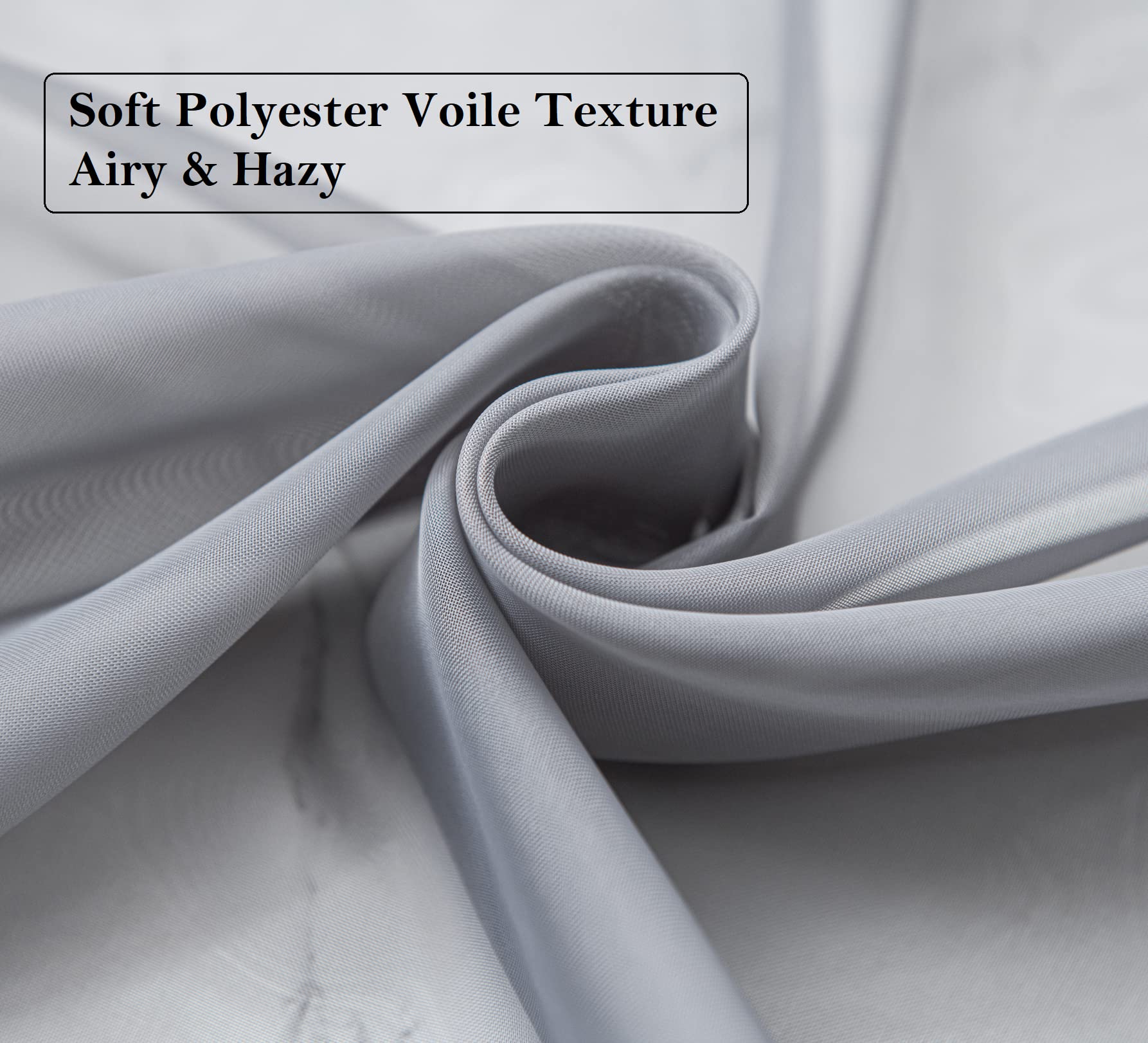 Pi Short Sheer Curtains 45 Inches Long With Rod Pocket,Casual Voile Sheer Window Treatment For Study/Office 2 Panels (W52 X L45, Dark Grey)