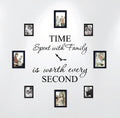 Time Spent with Family Is Worth Every Second Home Wall Decal Sticker Clock #1249 (Matte Black, 20 wide x 17 high)