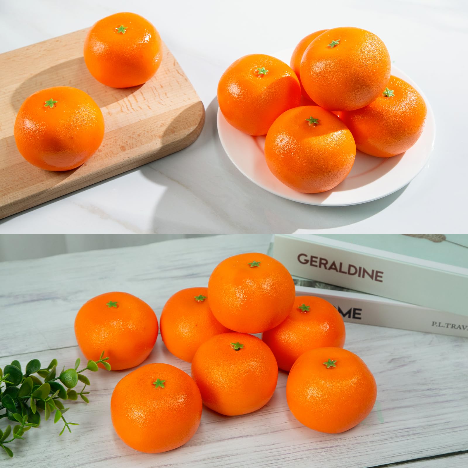 Haksen 12 Pcs Fake Oranges, Artificial Fruits For Decoration Lifelike Fake Fruit Faux Oranges For Home Kitchen Cabinet Decor Pho