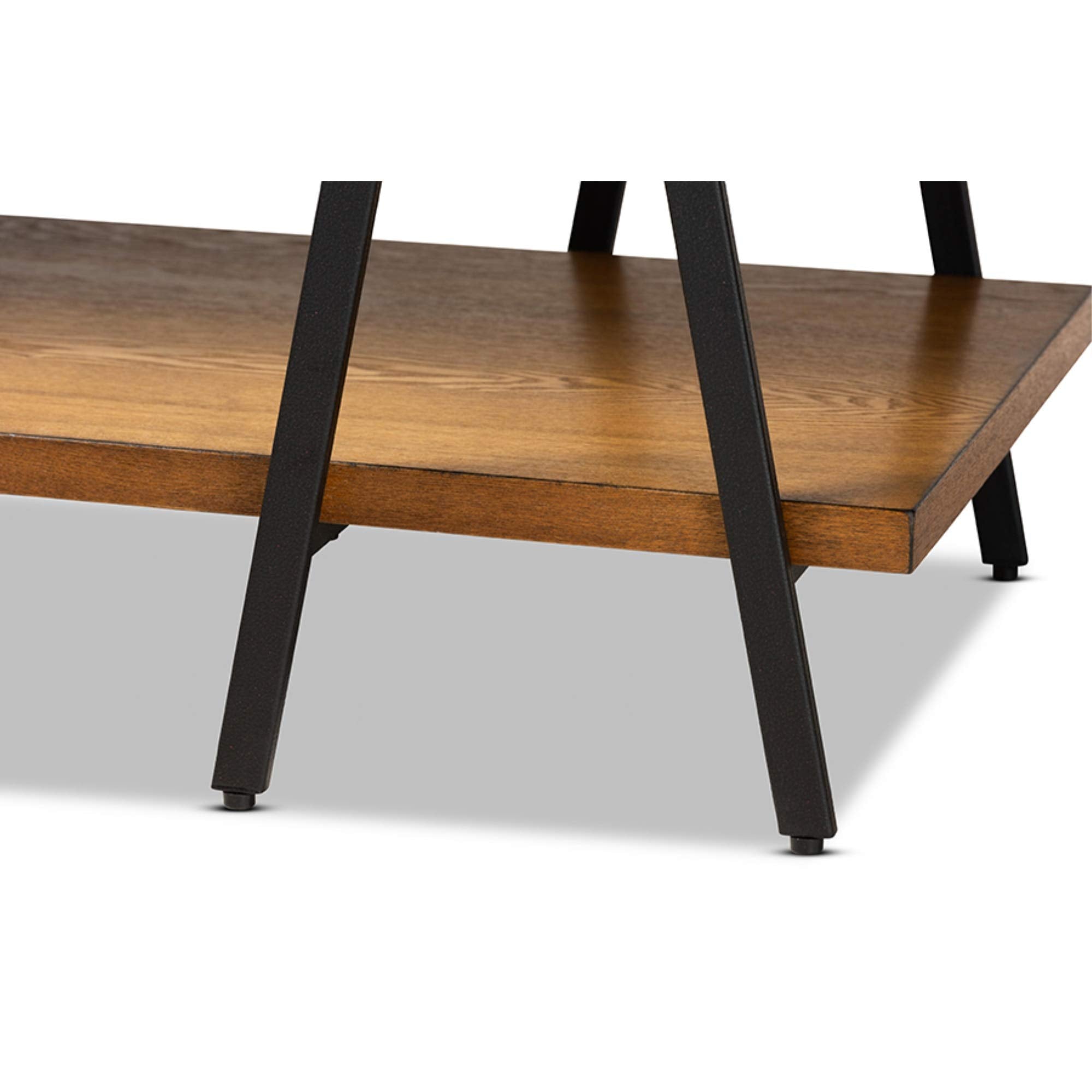 Baxton Studio Britton Rustic Industrial Walnut Finished Wood and Black Finished Metal Console Table