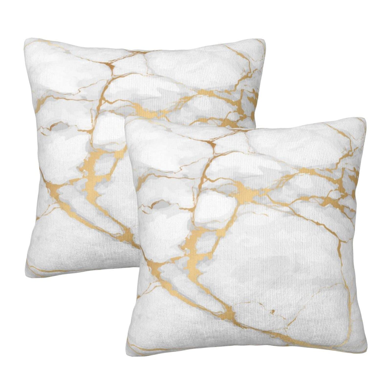 Perinsto White Marble Texture Throw Pillow Covers Set Of 2 Decorative Pillowcases Soft Cushion Covers For Sofa Couch Bed Home De