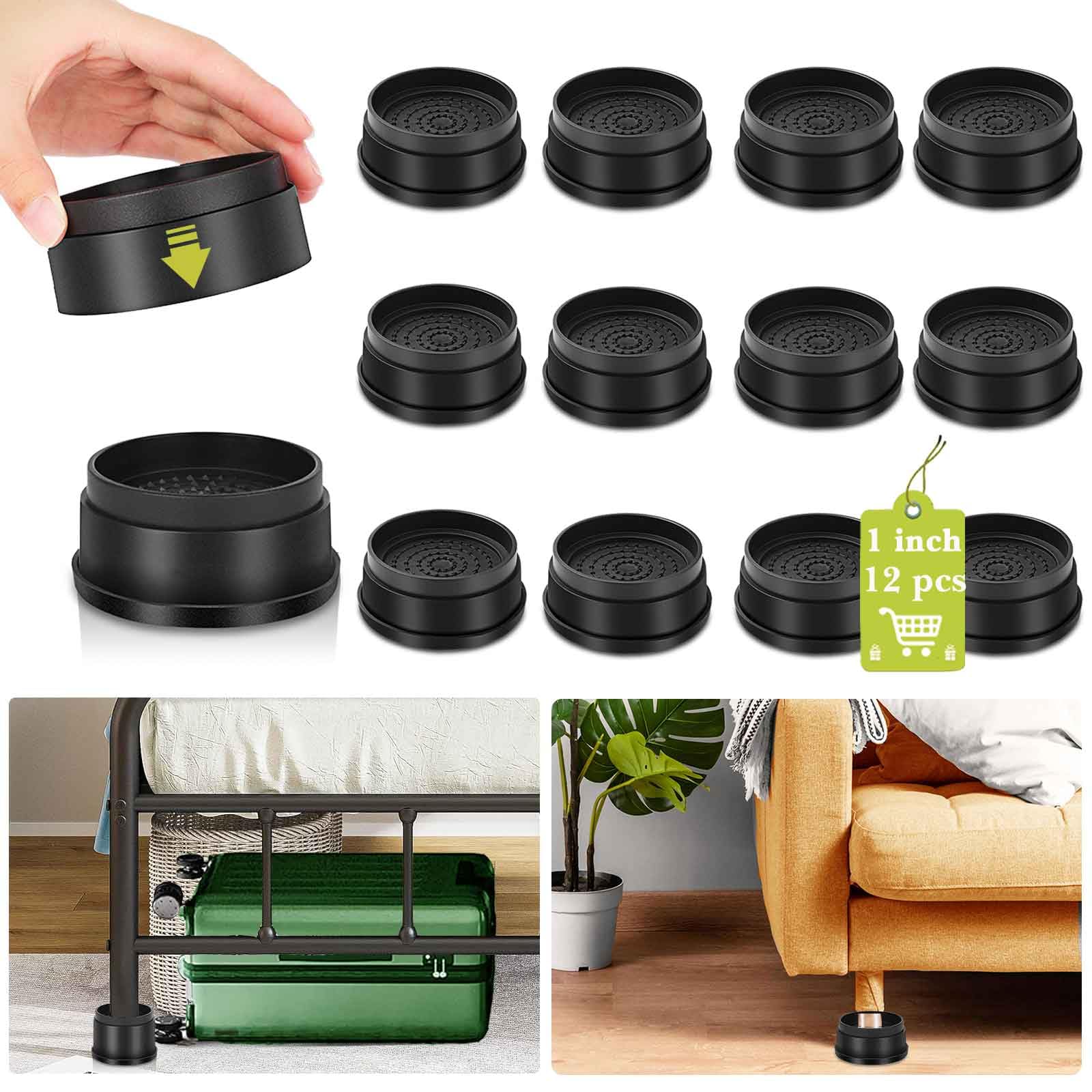 Yookwutar 12 Pack Furniture Risers 1 Inch, Adjustable Bed Risers Heavy Duty For Table Desk Couch Chair Sofa Cabinet Bed Frame Do