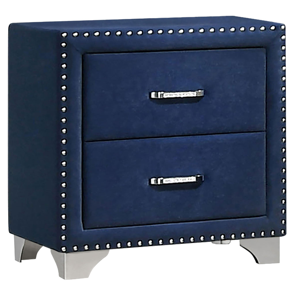 Coaster Home Furnishings Melody Modern Classic 4-Piece Bedroom Set Velvet Upholstered Queen Size Wingback Bed Frame 66-inch Headboard Pacific Blue 223371Q-S4