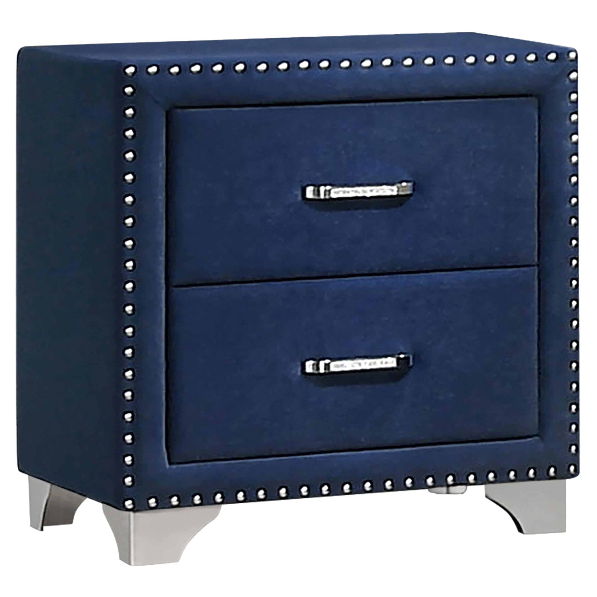 Coaster Home Furnishings Melody Modern Classic 4-Piece Bedroom Set Velvet Upholstered Queen Size Wingback Bed Frame 66-inch Headboard Pacific Blue 223371Q-S4