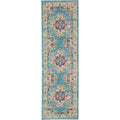 Nourison Passion Light Blue 1'10'' x 6' Area -Rug, Boho, Traditional, Easy -Cleaning, Non Shedding, Bed Room, Living Room, Hallw