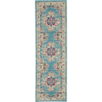 Nourison Passion Light Blue 1'10'' x 6' Area -Rug, Boho, Traditional, Easy -Cleaning, Non Shedding, Bed Room, Living Room, Hallw
