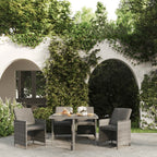 vidaXL Patio Dining Set 5 Piece with Cushions Garden Outdoor Terrace Balcony Dinner Table and Chair Seat Seating Furniture Poly Rattan Gray