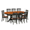 East West Furniture PLNI9-BCH-LC 9 Piece Dining Room Table Set Includes an Oval Wooden Table with Butterfly Leaf and 8 Faux Leather Kitchen Dining Chairs, 42x78 Inch, Black & Cherry