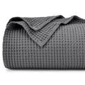 Phf 100% Cotton Waffle Weave Blanket Queen Size 90'X90' - Lightweight Washed Soft Cozy Breathable Throw - Great Layer For Couc
