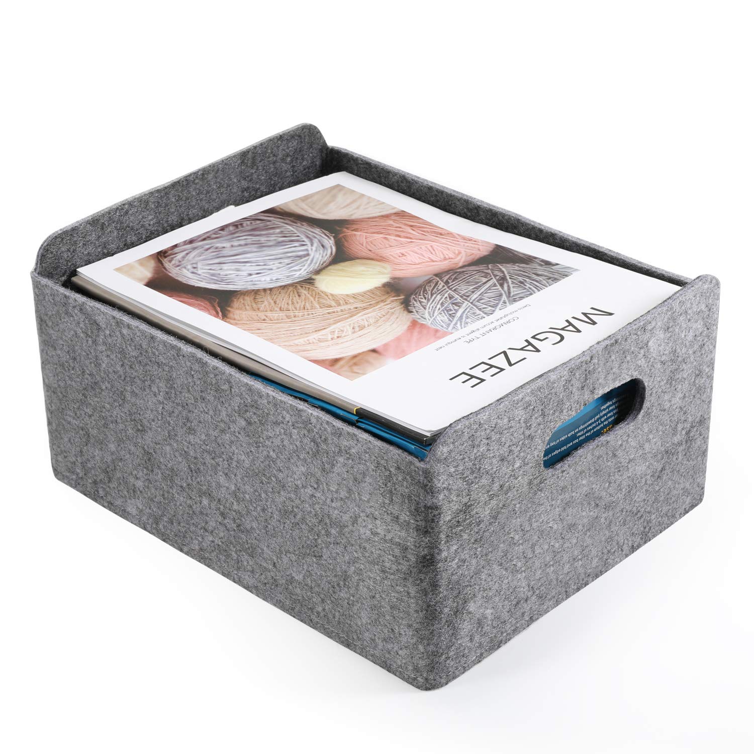 Welaxy Storage Baskets Felt Foldable Storage Cube Bin Shelf Bins Organizer Felt Box For Kids Toys Magazine Books Clothes For Office Bedroom Closet Babies Nursery (Purple X 3)