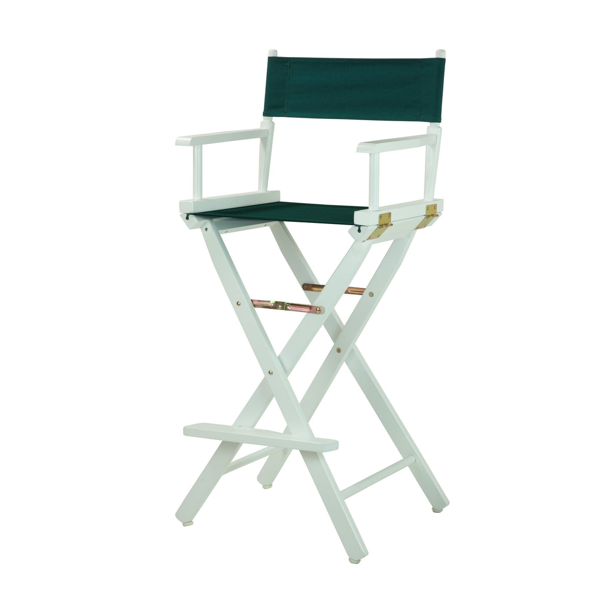 Casual Home Director'S Chair ,White Frame/Hunter Green Canvas,30&quot; - Bar Height