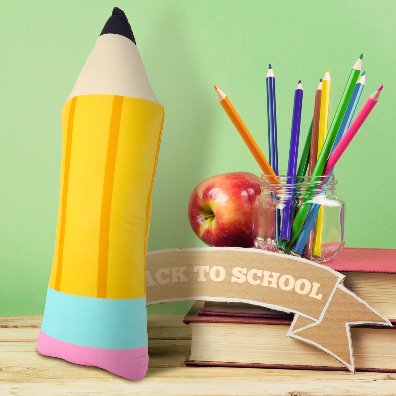 Croblissful Cute Pencil Pillow Classroom Plush Pillow Large Throw Pillow Back School Cushion Creative Cute Pencil Plush For Read