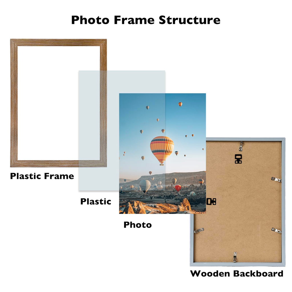 Jcjmy 11X15 Rustic Brown Picture Frame Set Of 6, Horizontal And Vertical Formats For Wall Hanging, 11 X 15 Wall Gallery Poster P