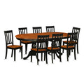 East West Furniture PLAN9-BCH-W 9 Piece Dining Table Set Includes an Oval Dining Room Table with Butterfly Leaf and 8 Wood Seat Chairs, 42x78 Inch, Black & Cherry