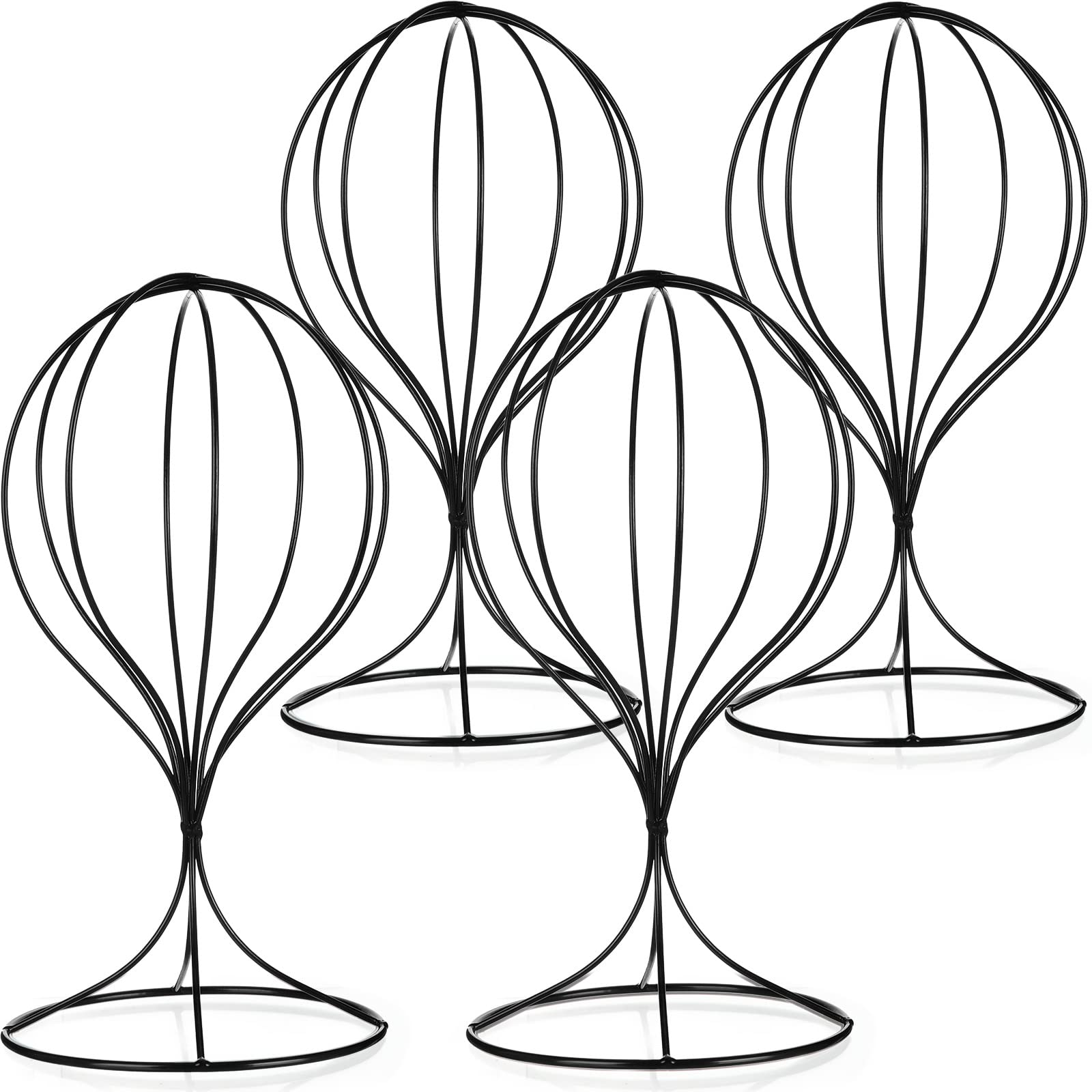 Tatuo 4 Pcs Metal Wig Stand Holder Hat 12 Inch Stand Display Stable Sturdy Wig Head Holder Durable Hat Holder Storage Stand Free