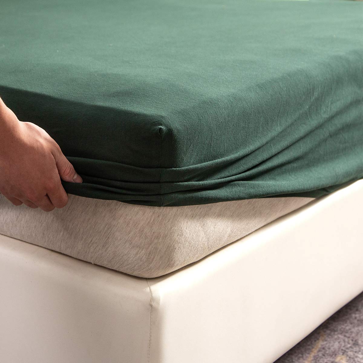 Pure Era Jersey Knit Cotton Fitted Bottom Sheet Only (No Flat Sheet Or Pillow Cases) Deep Pocket Up To 15' To 20' Ultra Soft C