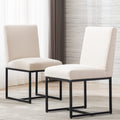 Hny Kitchen & Dining Room Chairs Set Of 2, Linen Fabric Mid Century Modern Dining Chairs, Upholstered Dining Chairs With Black F