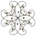 Lechesis 24 Metal Flower Scroll Wall Art Decor Sculptures with Rust Leaf for Outdoor Indoor Living room Bedroom